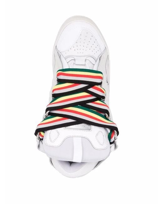 Lanvin White Curb Leather Trainers for men