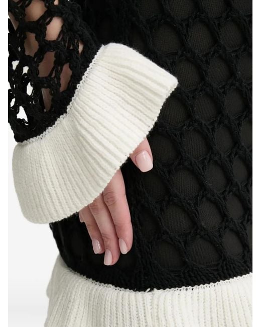 Never Fully Dressed Black Crochet-Knit Ruffled Dress