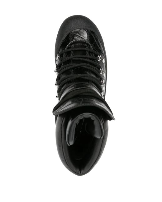 Bally Black Embossed-Crocodile Lace-Up Boots