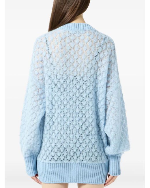 Blumarine Blue Textured Button Cardigan