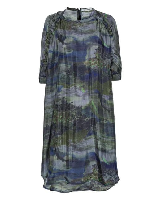 Henrik Vibskov Gesmockte Midi-Jurk Met Print in het Gray