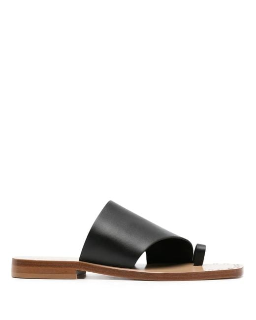 Fabiana Filippi Black Toe-Strap Leather Slides