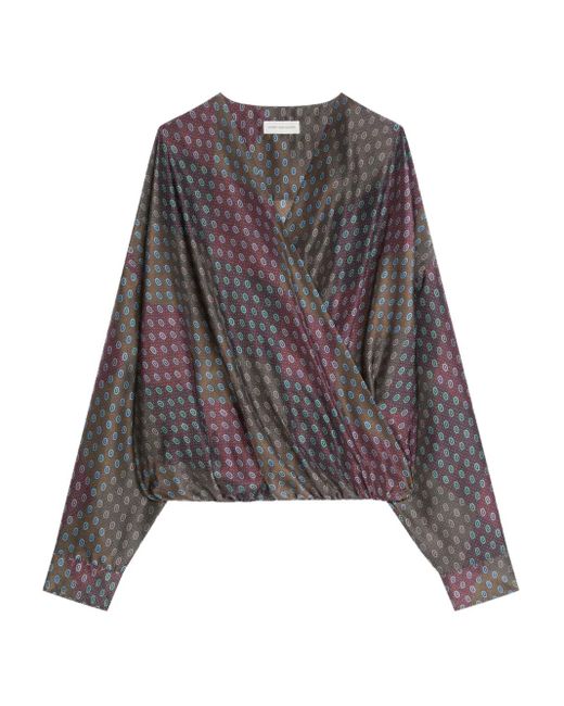 Dries Van Noten Gedrapeerde Top Met Paisley-Print in het Brown