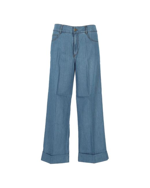 Pennyblack Blue Pressed-Crease Turned-Up Jeans