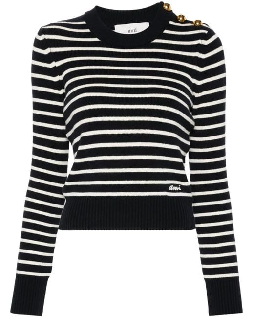 Pull Nervuré À Rayures AMI en coloris Multicolor