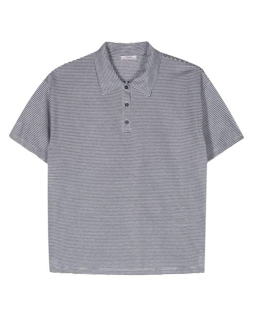 Peserico Gray Striped Polo-collar T-shirt