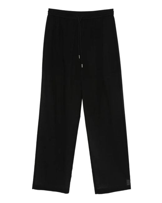 Theory Black Drawstring-Waist Trousers