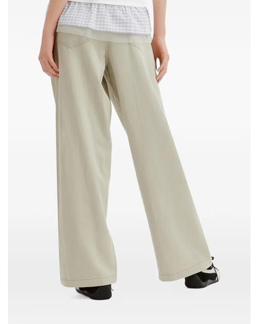 Mini Cream White Seam-Detail Wide-Leg Trousers