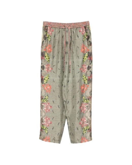 Pierre Louis Mascia Gray Floral-Print Cropped Trousers