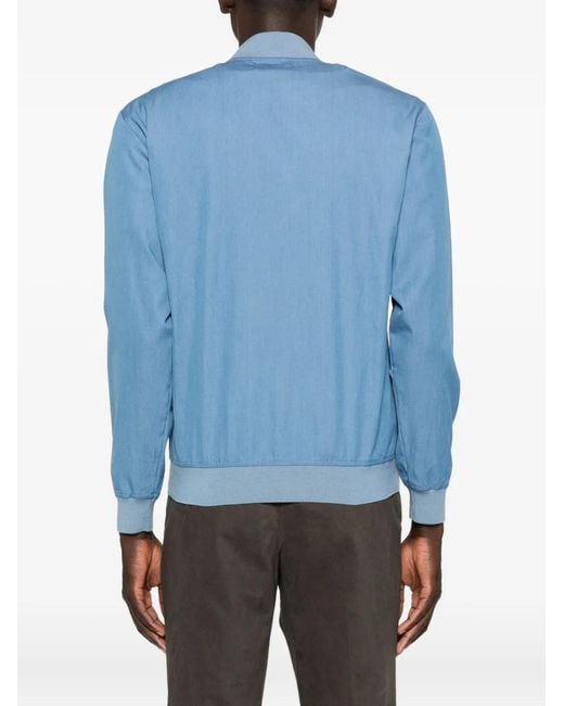 Kiton Blue Zip-Front Bomber Jacket for men
