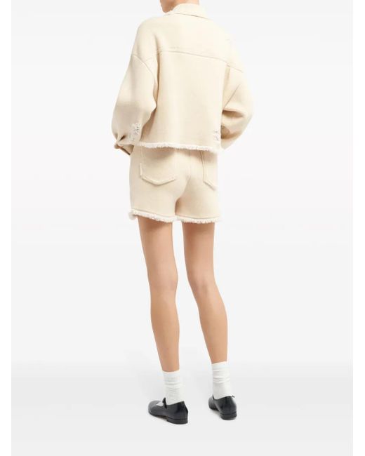 Barrie Natural Fine-Knit Fringe-Detail Shorts