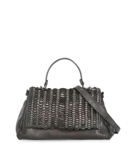 Reptile's House Black Mirage Leather Tote Bag