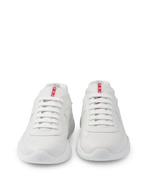 Prada White America's Cup Nappa Leather Sneakers for men