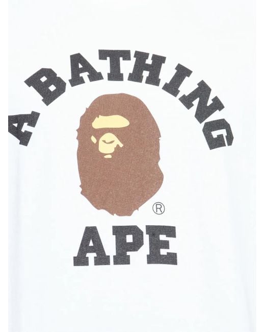 A Bathing Ape White Logo-Print T-Shirt for men