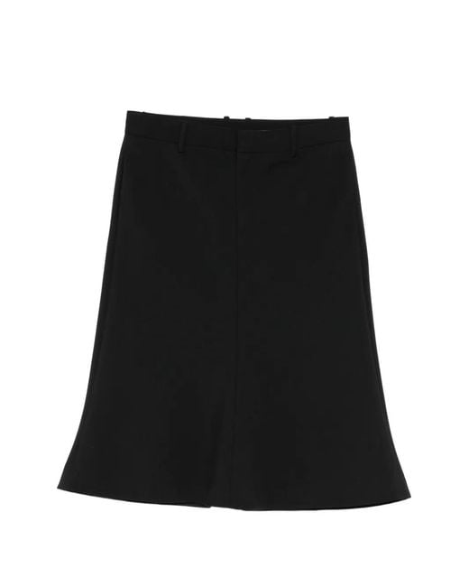 JNBY Black Fluted-Hem Midi Skirt