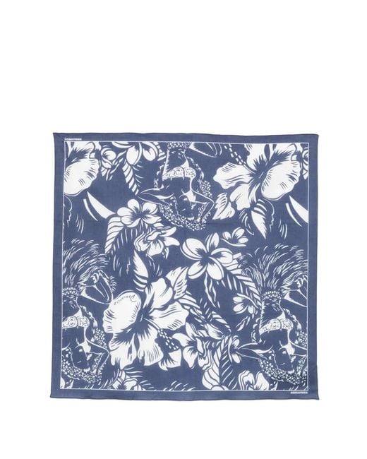 DSquared² Blue Floral-Print Scarf for men