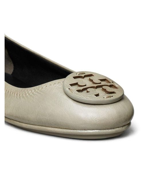 Tory Burch White Minnie Leather Ballerina Shoes