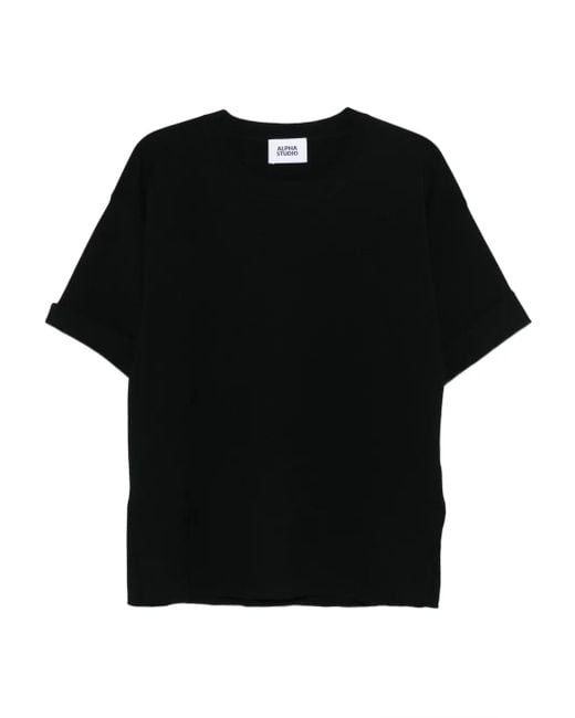 Camiseta de punto fino Alpha Studio de color Black