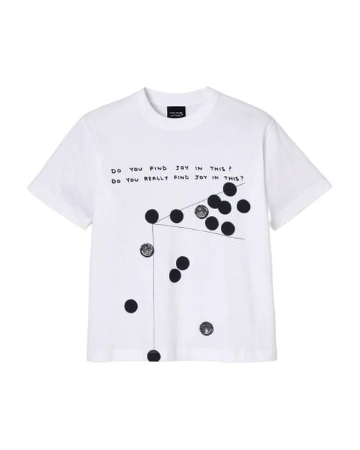 Marc Jacobs White Kastiges T-Shirt Mit Grafischem Print