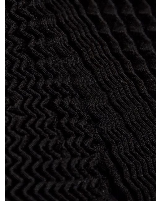 Issey Miyake Black Seersucker Short-Sleeve Midi Dress