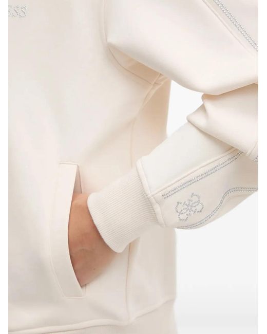 Guess White Logo Zip Sweatshirt