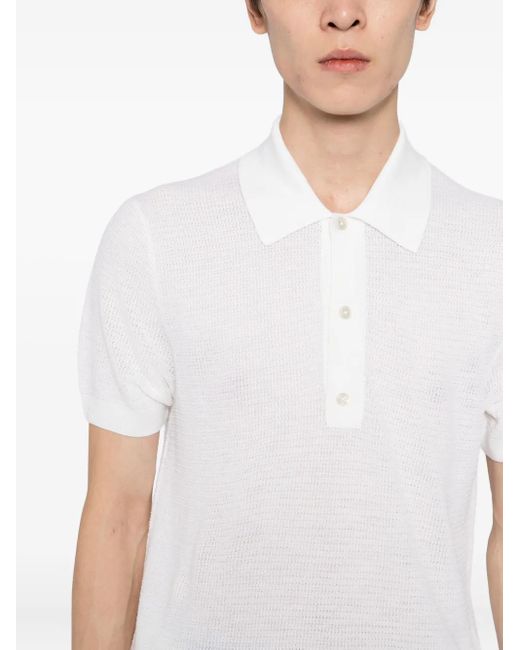 Tom Ford White Knit Polo Shirt for men