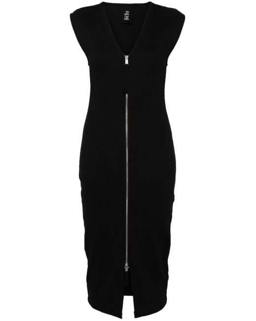 Thom Krom Black Fine-ribbed Zipped Midi Dress