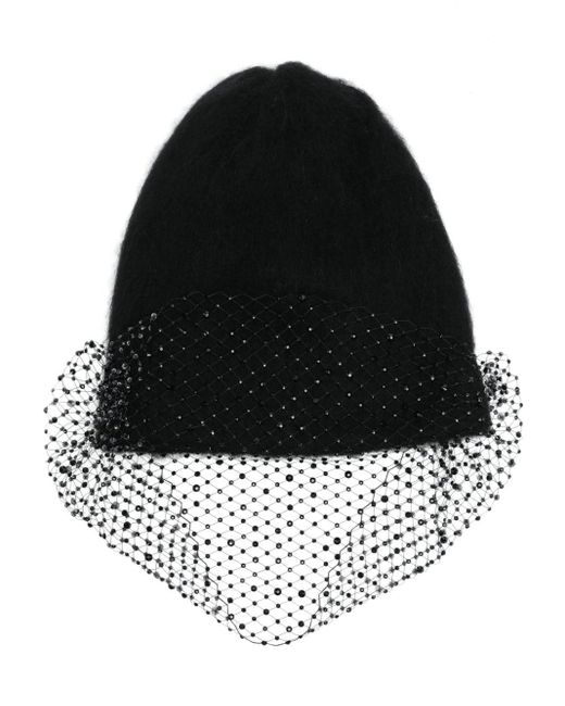 Jennifer Behr Black Veil Beanie