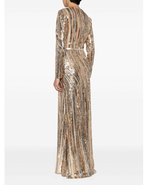 Elie Saab Natural Sequined Tulle Gown