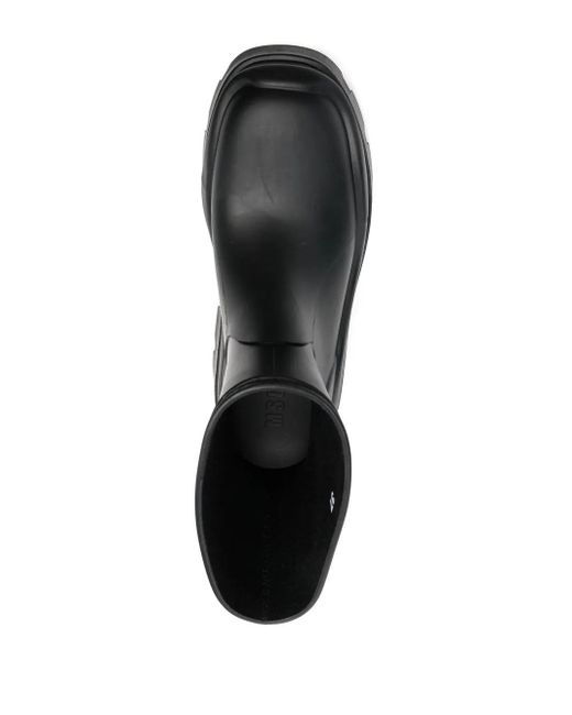 MSGM Black Logo-Embossed Ankle Boots
