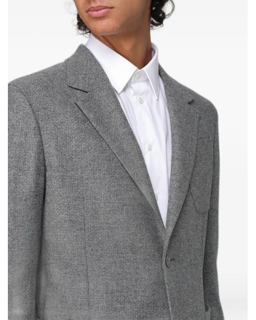 Emporio Armani Gray Single-Breasted Notch-Lapels Blazer for men