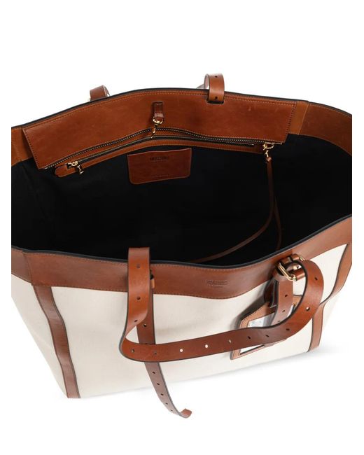 Moschino White Trimmed Tag Tote Bag for men