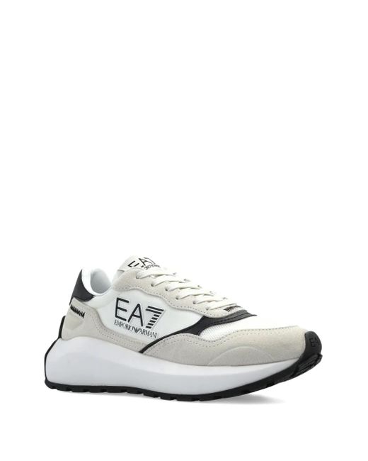 EA7 White Logo-Patch Sneakers