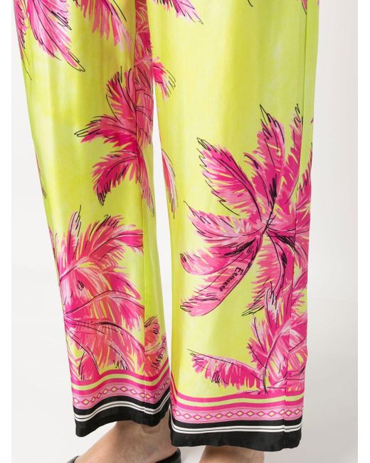 ERMANNO FIRENZE Pink Floral-print Wide-leg Trousers