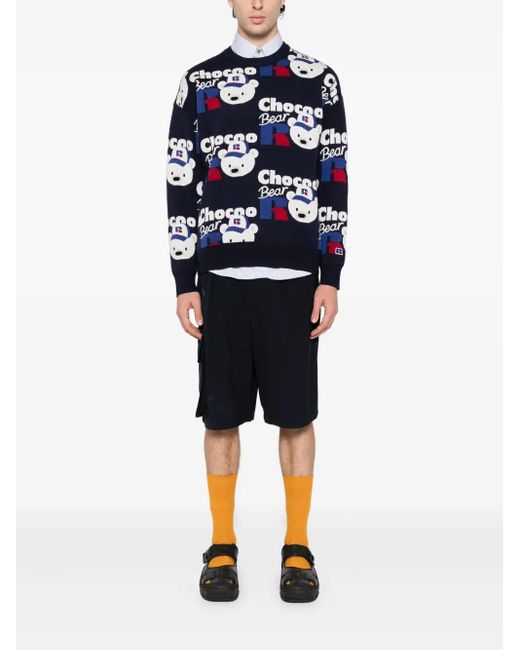 Chocoolate Blue X Russell Athletic Bear-Print Jumper for men