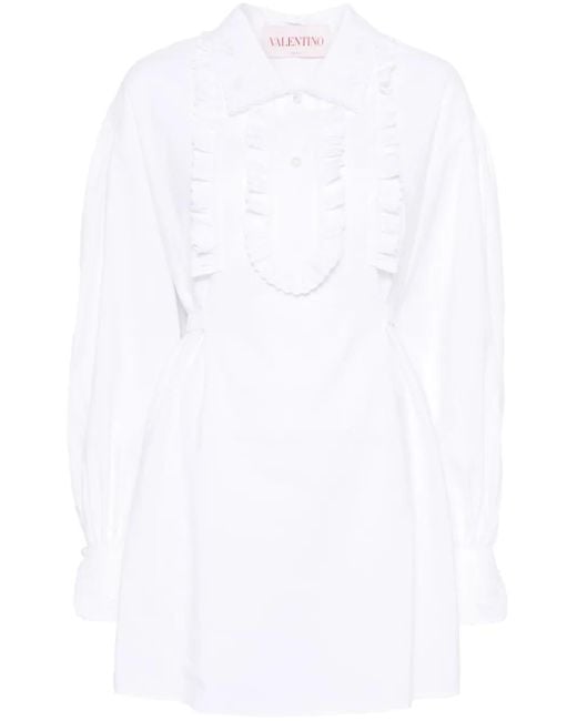 Valentino Garavani White Ruffle-Detail Mini Dress