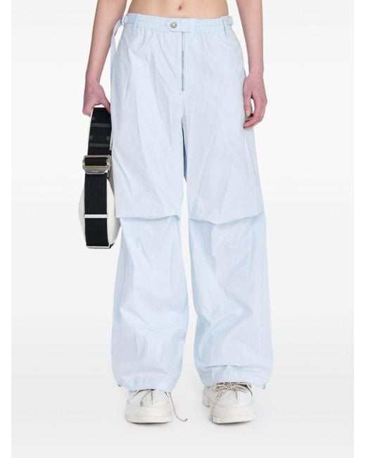 Dion Lee Blue Flight Panelled Straight-leg Trousers
