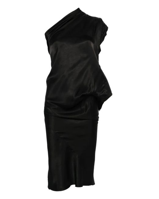 Abito Midi Monospalla Drappeggiato di Rick Owens in Black