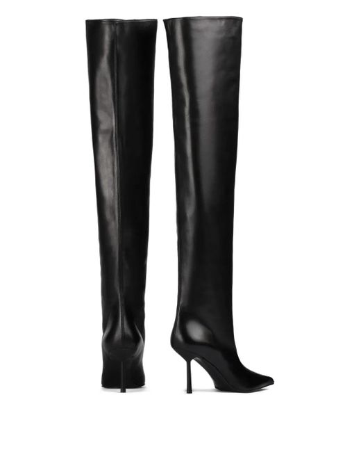 Le Silla Black 80Mm Leather Pointed-Toe Knee-High Boots