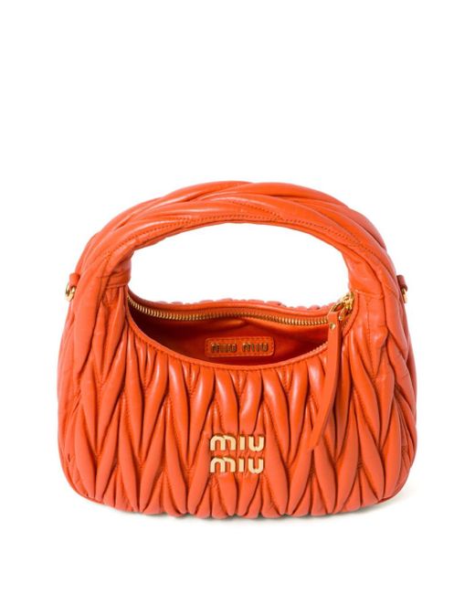 Miu Miu Orange Wander Matelassé Tote Bag