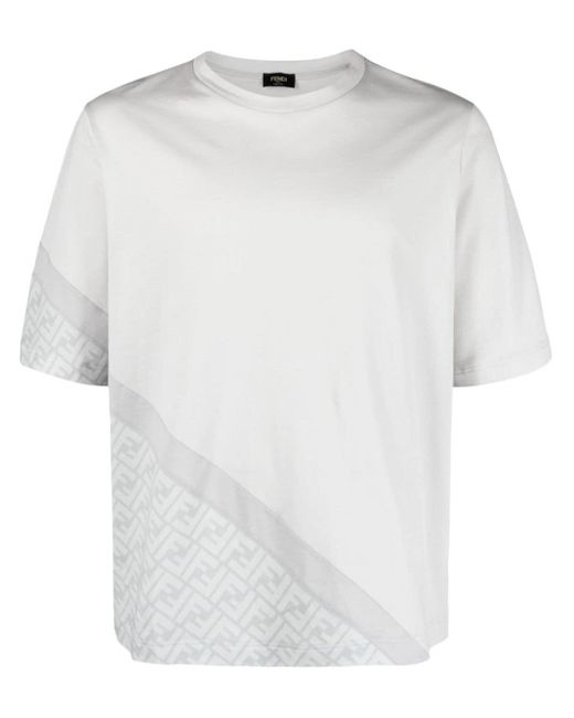 Fendi Katoenen T-shirt Met Diagonale Print in het White voor heren