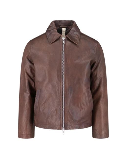 sunflower Brown Zip Leather Jacket for men