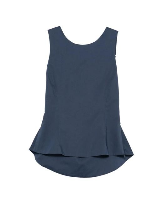 MOUTAKI Blue Bow-Detail Peplum Blouse