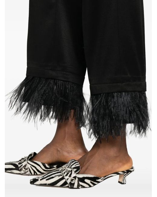 Incotex Black Feather-Trim Trousers