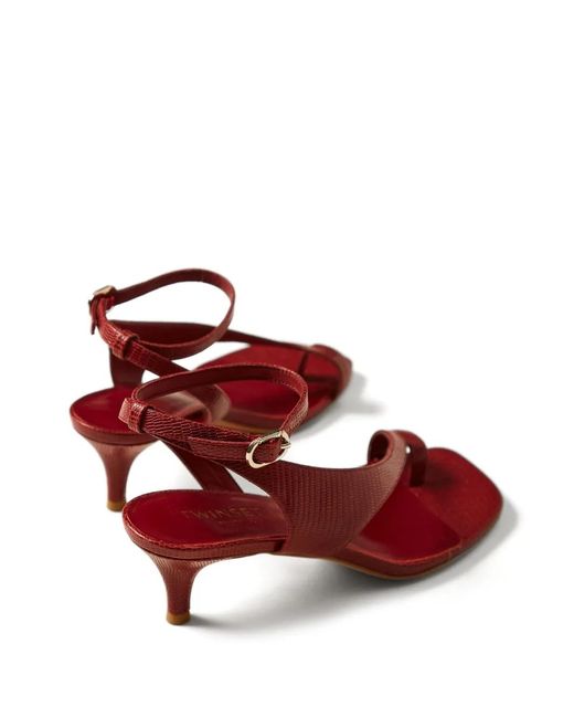 Twinset Red Lizard-Effect Sandals