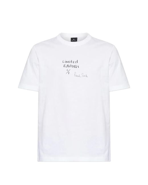 Paul Smith White Logo-Print T-Shirt for men