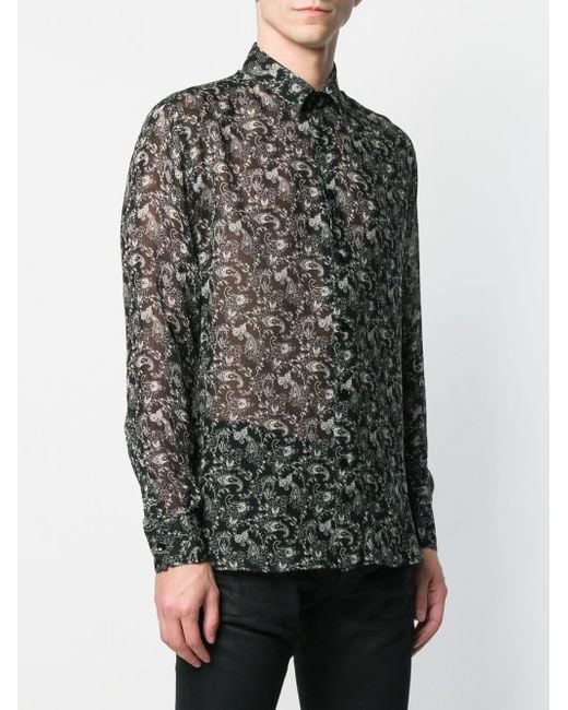 Saint Laurent Paisley Embroidered Shirt in Black for Men | Lyst