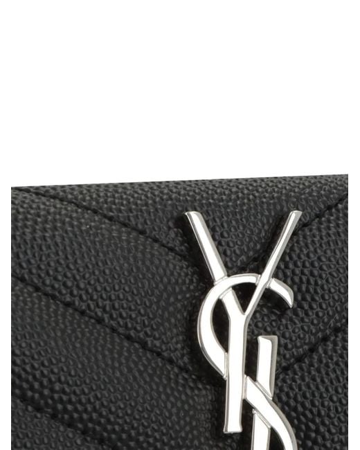 Saint Laurent Black Cassandre Monogram Envelope Wallet
