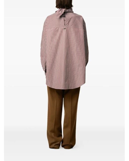 Camisa de algodón a rayas con cuello con estampado de pañuelo AMI de color Red