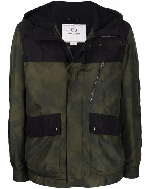Woolrich Black Trek Tie Dye-Print Windbreaker for men